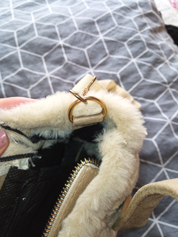 Bej Kürklü Kadın Omuz Çantası - Görsel 3