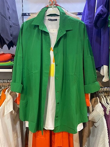 Oversize pamuk Poplin gömlek