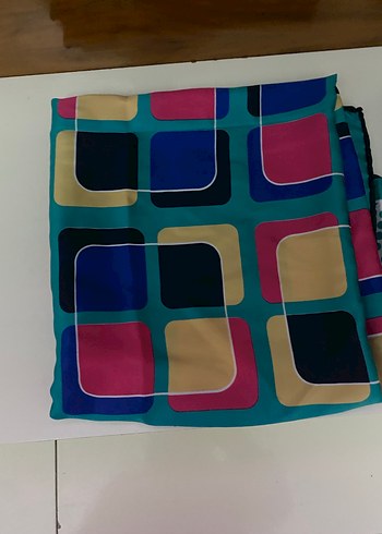 Renkli Retro Desenli Kadın Fular eşarp - Görsel 2