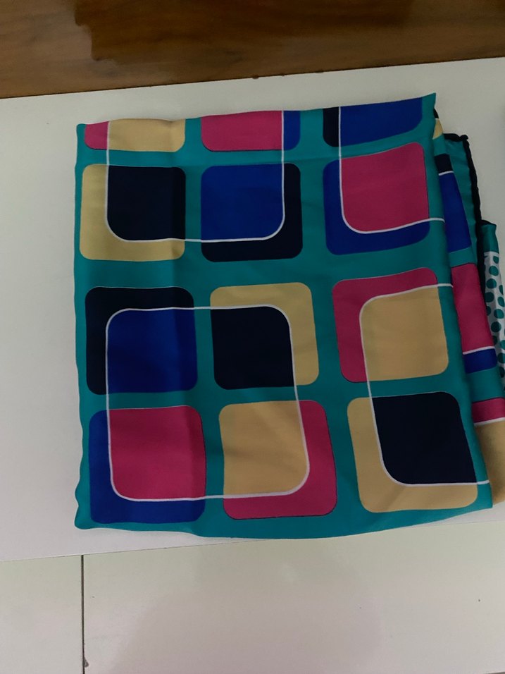 Renkli Retro Desenli Kadın Fular eşarp - Görsel 2