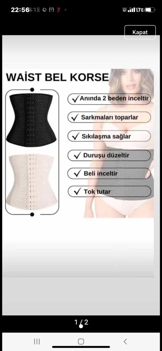 Mini Bel Korsesi, Baskılı, Siyah, Sıkı Oturan - Görsel 2