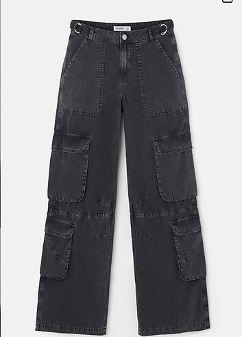 Pull & bear ayarlanabilir gri kargo pantolon 