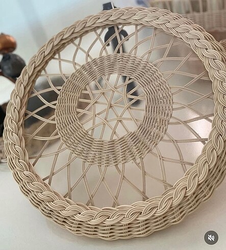 Rattan cam tepsi
