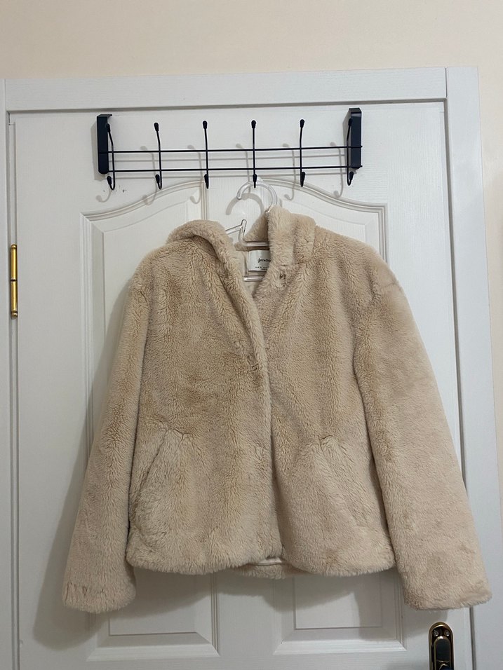 Stradivarius Midi Kadın Suni Kürk Kapüşonlu Ceket - Görsel 2