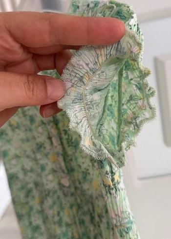 24-36 Ay Beden yeşil Renk Kız Çocuk Yeşil Bohem Keten Elbise