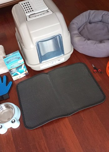 Gri Kapalı Kedi Tuvalet Kabı (7parçalı set)