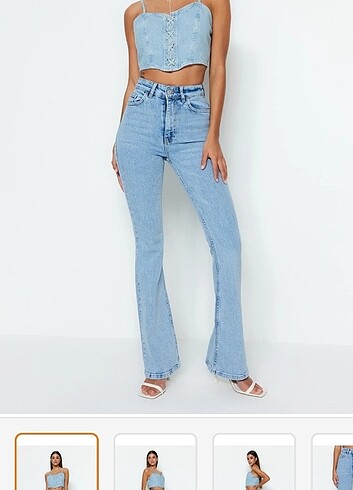 Trendyol & Milla Açık mavi yüksek bel flare jeans