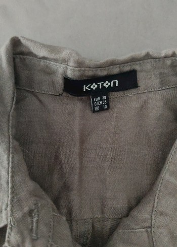 Düğmeli Keten Midi Elbise - Görsel 2