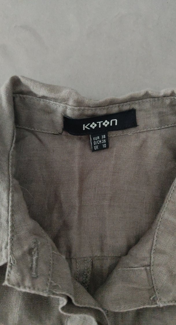 Düğmeli Keten Midi Elbise - Görsel 2