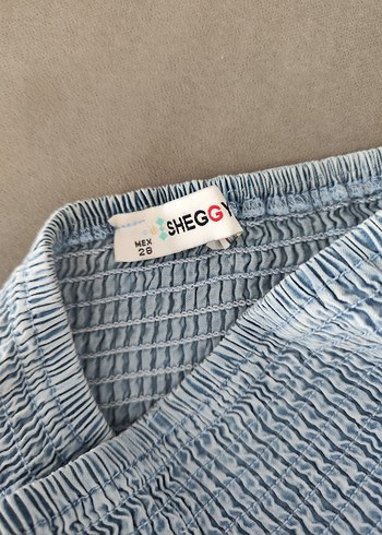 Kadın Mavi Denim Kemerli Straplez Tulum - Görsel 3