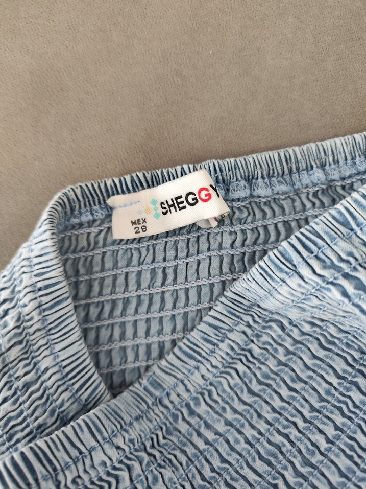 Kadın Mavi Denim Kemerli Straplez Tulum - Görsel 3