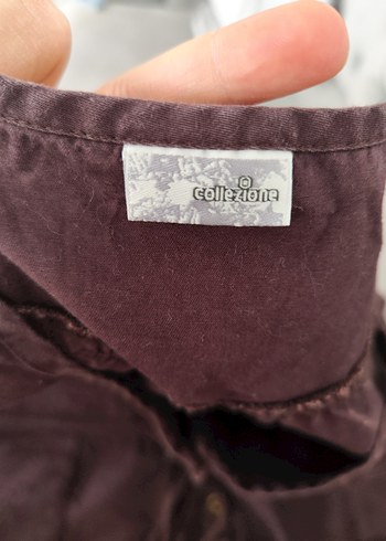 Kahverengi Keten Kemerli Midi Elbise - Görsel 2