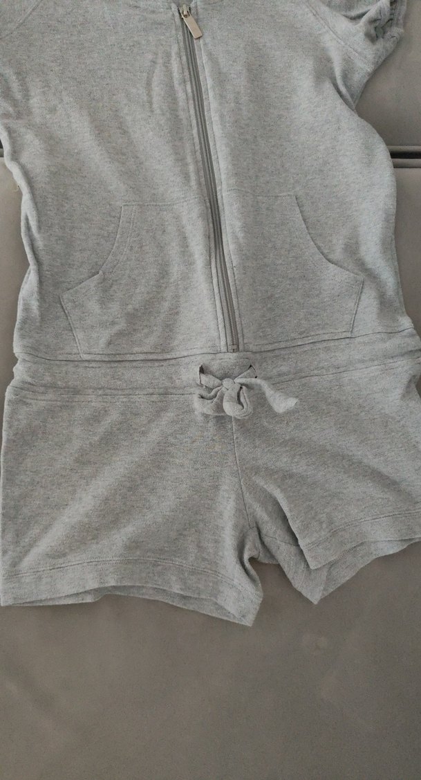 Gri Kadın Kısa Tulum Fermuarlı - Görsel 3