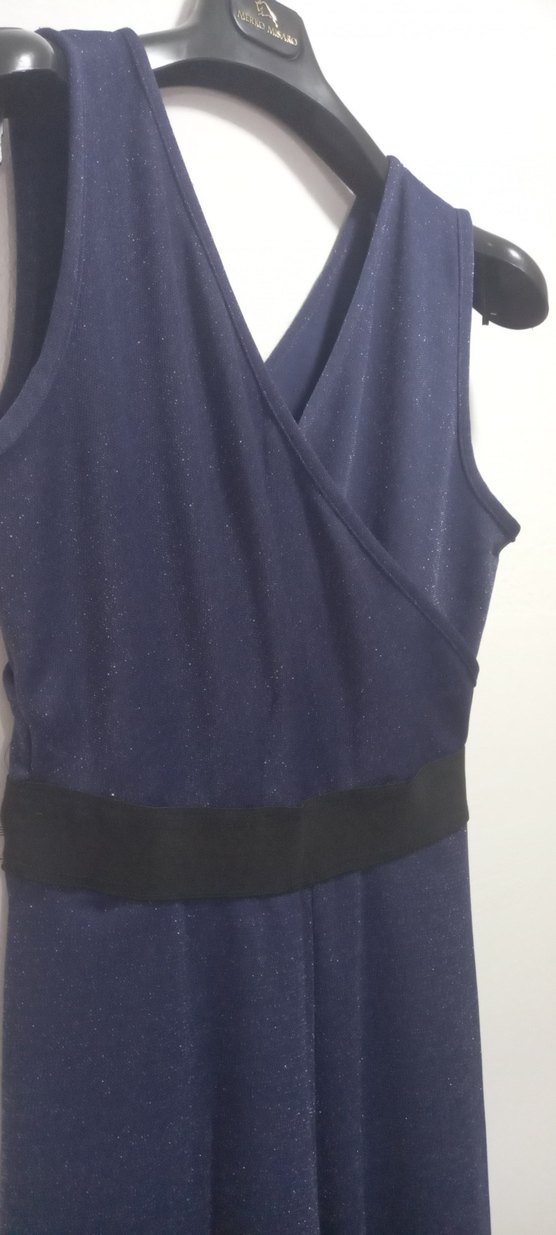 Lacivert Kemerli Kadın Uzun Tulum - Görsel 2