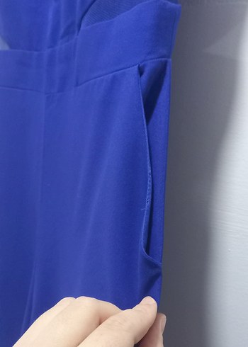 Dantel Detaylı Lacivert Kadın Uzun Tulum - Görsel 4