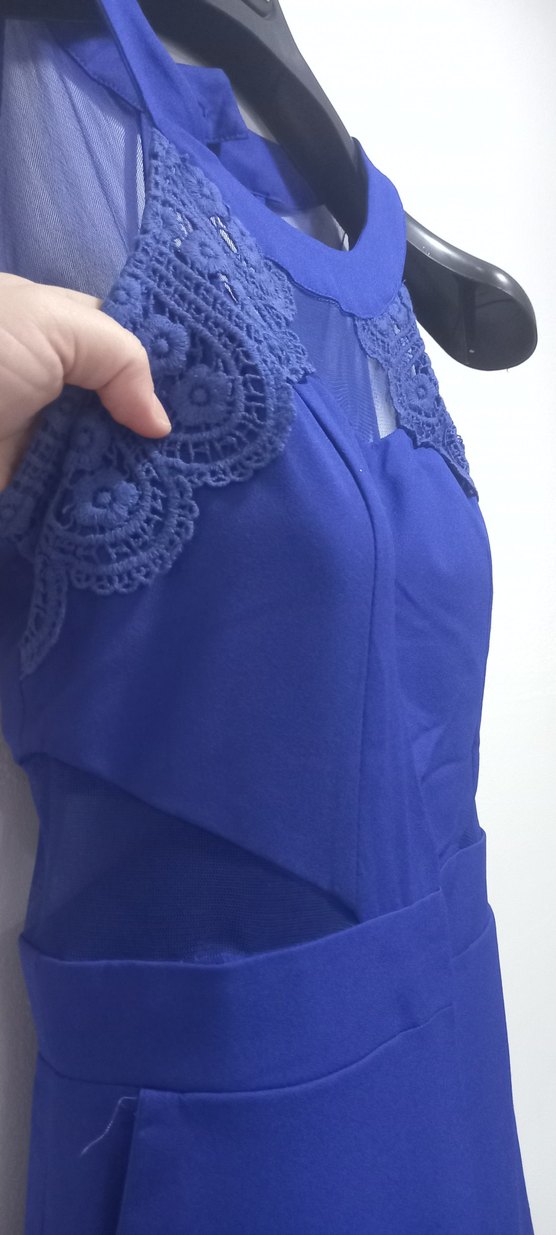 Dantel Detaylı Lacivert Kadın Uzun Tulum - Görsel 5