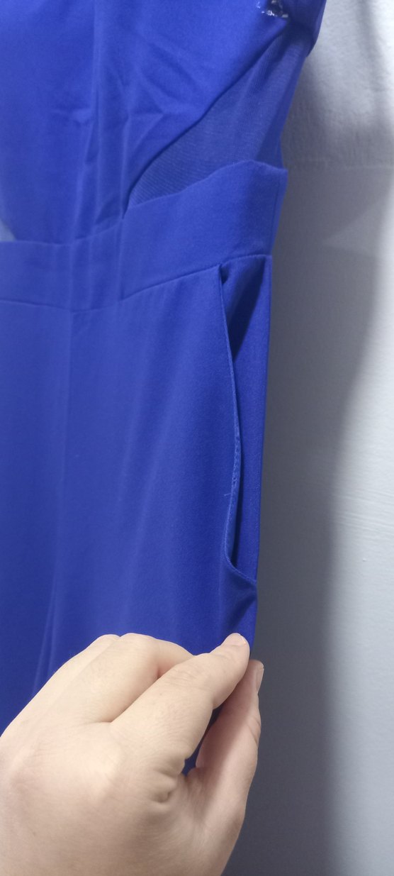 Dantel Detaylı Lacivert Kadın Uzun Tulum - Görsel 4