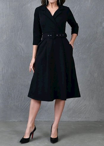 Kemerli midi elbise - Görsel 2