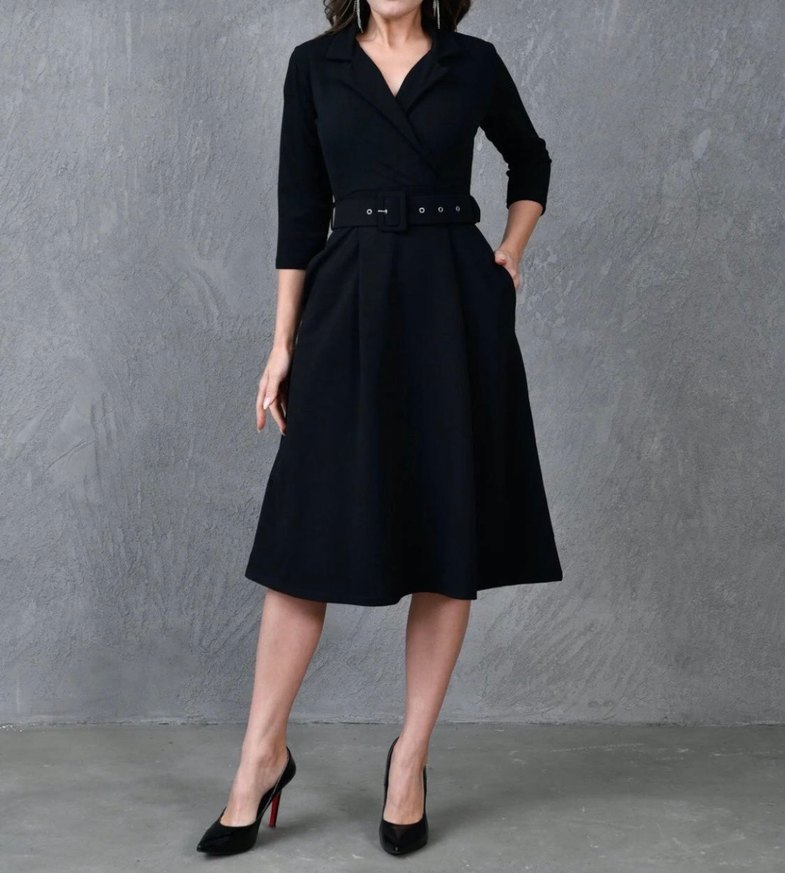 Kemerli midi elbise - Görsel 2