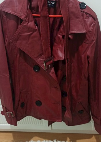 42 Beden bordo Renk Bordo Düğmeli Deri Ceket
