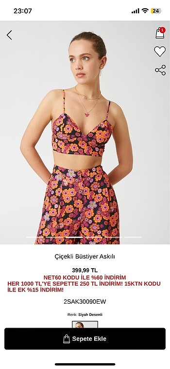 Çiçek desenli Crop (mini üst)
