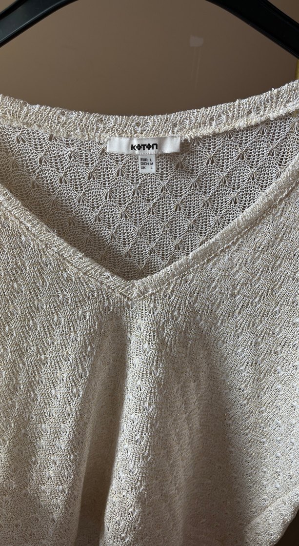 Bohem Tarzı V Yaka Örgü Kadın Kazak - Görsel 2