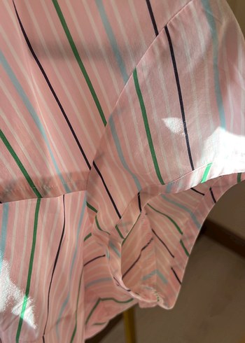 Pembe Çizgili Bağlamalı Kadın Gömlek - Görsel 6