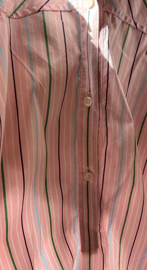 Pembe Çizgili Bağlamalı Kadın Gömlek - Görsel 5