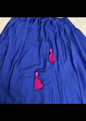 Mavi Bohem Nakışlı Uzun Salaş Etek - Görsel 2