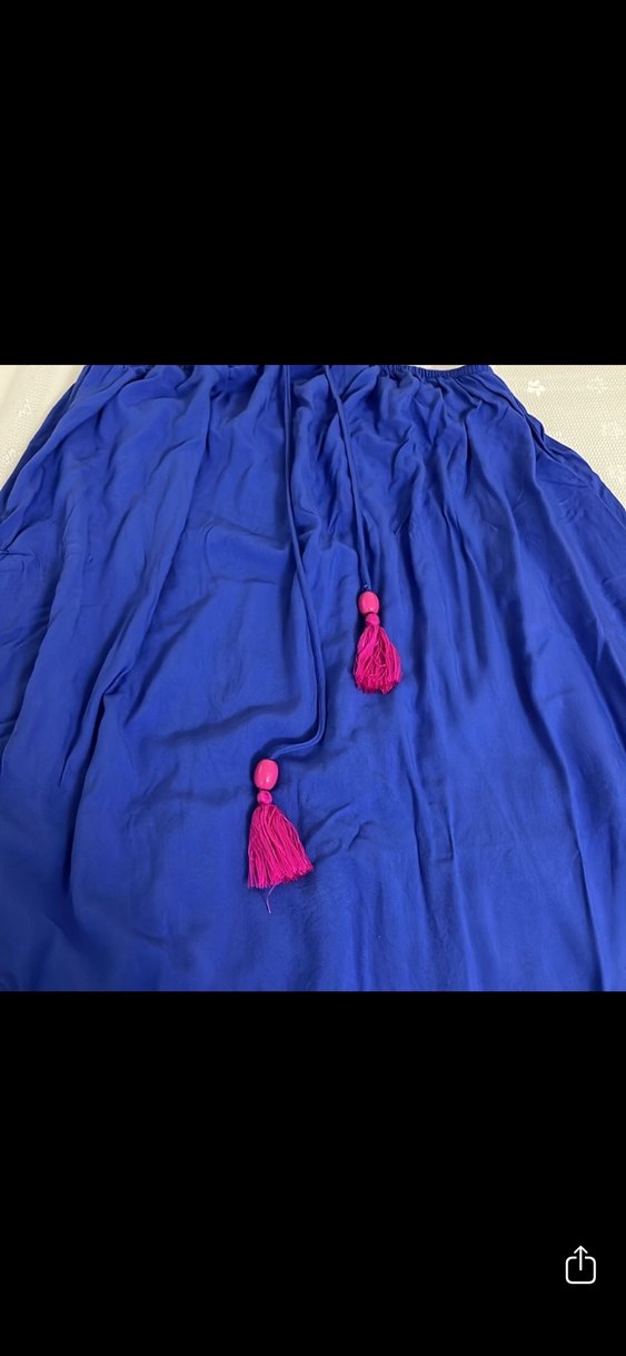 Mavi Bohem Nakışlı Uzun Salaş Etek - Görsel 2