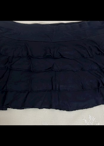 Siyah Fırfırlı Mini Etek - Görsel 3