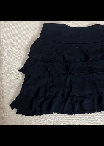 Siyah Fırfırlı Mini Etek - Görsel 6