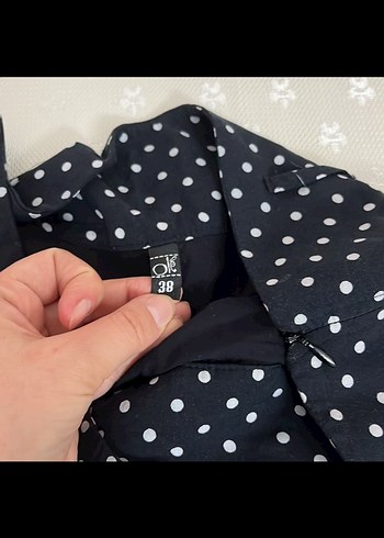 Puantiyeli Siyah Kadın Kumaş Pantolon - Görsel 5