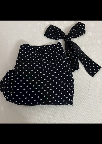 Puantiyeli Siyah Kadın Kumaş Pantolon - Görsel 7