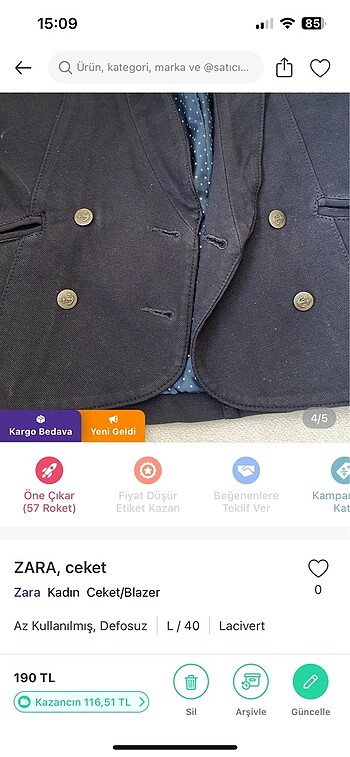 l Beden lacivert Renk Ceket