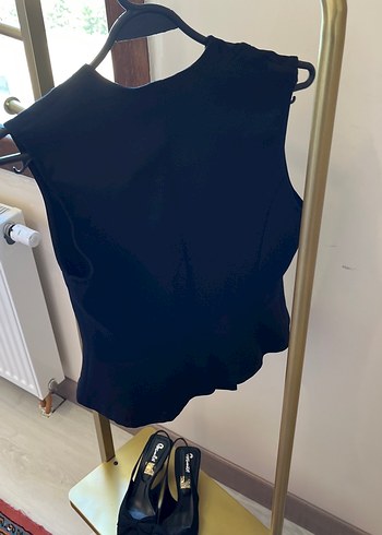 36 Beden siyah Renk Siyah, Kolsuz, Düğmeli Kadın Blazer