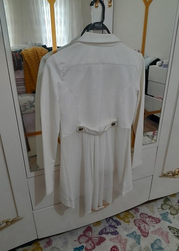 Beyaz Düğmeli Kadın Blazer Ceket - Görsel 2