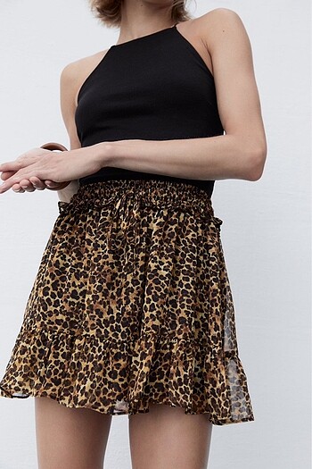 Zara Zara Leopar Şort Etek