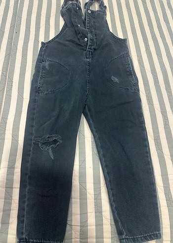 Zara Gri Kot Denim Tulum