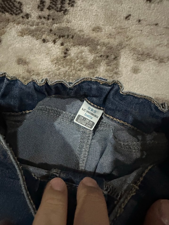 Erkek Çocuk Koyu Mavi Bağcıklı Denim Pantolon - Görsel 3