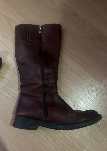 Kahverengi Deri Tokalı Biker Dizüstü Bot greyder - Görsel 6