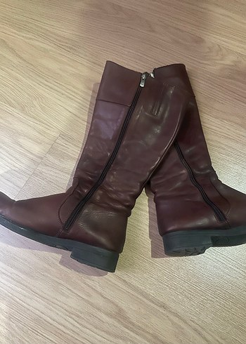 Kahverengi Deri Tokalı Biker Dizüstü Bot greyder - Görsel 5