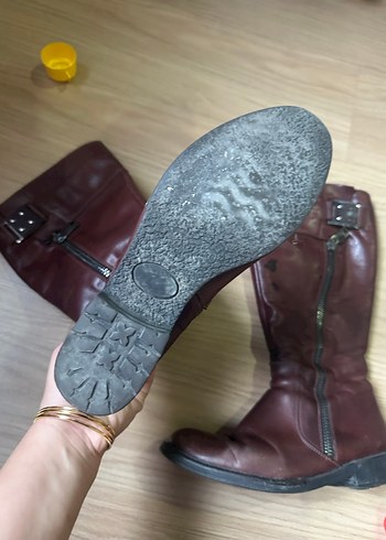 Kahverengi Deri Tokalı Biker Dizüstü Bot greyder - Görsel 9