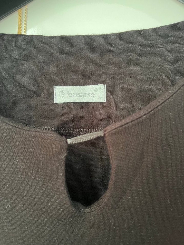 Siyah V Yakalı Uzun Kollu Midi Triko Elbise - Görsel 2