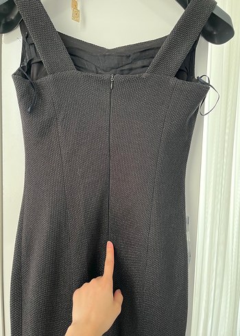 m Beden siyah Renk Siyah Uzun V Yaka Fitted Gotik Elbise