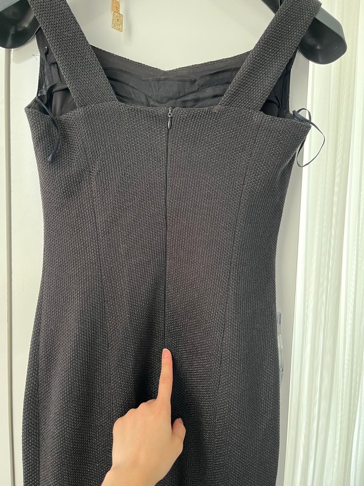 Siyah Uzun V Yaka Fitted Gotik Elbise - Görsel 3