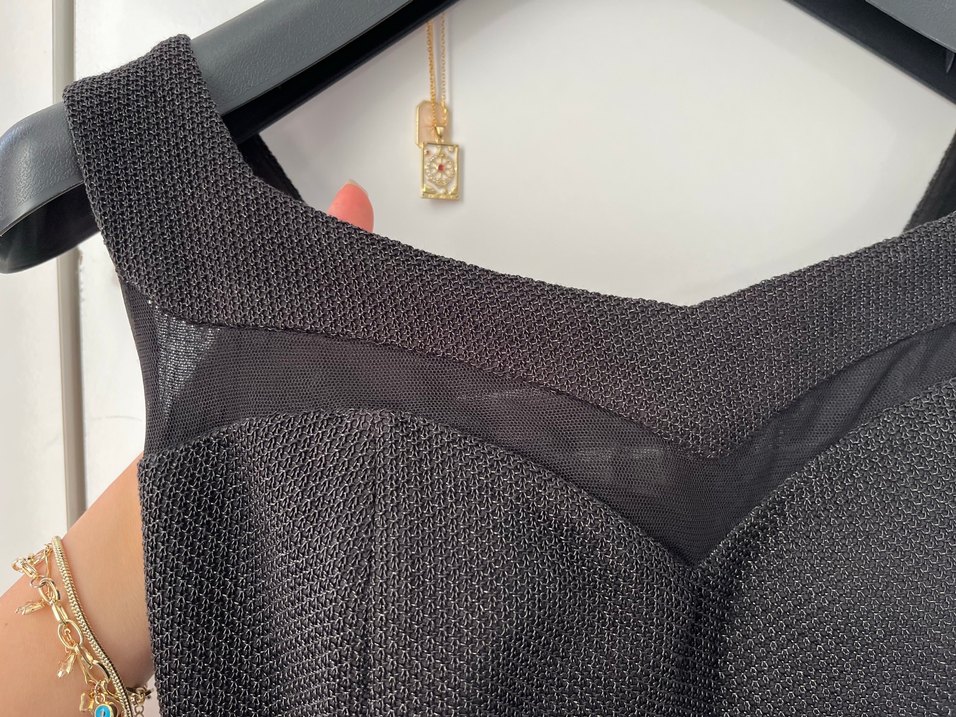 Siyah Uzun V Yaka Fitted Gotik Elbise - Görsel 2