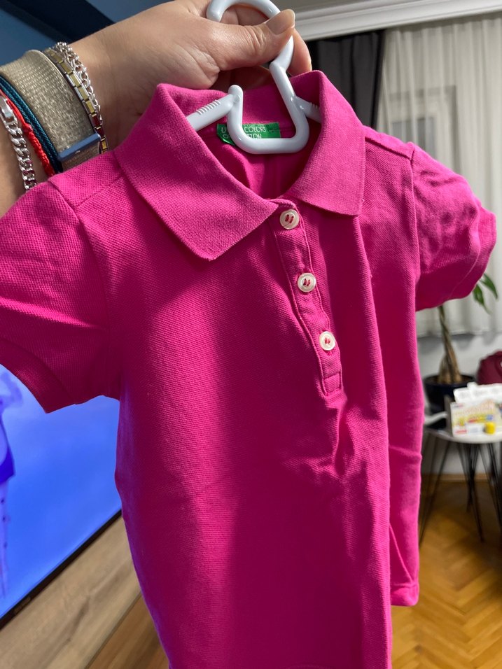 Kız Çocuk Pembe Kısa Kollu Polo Tişört — görsel 3/4