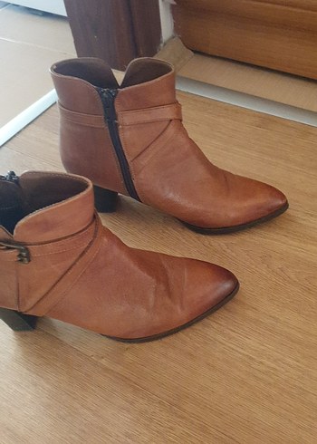 tabaa rengi Deri KadınTopuklu Bot - Görsel 2