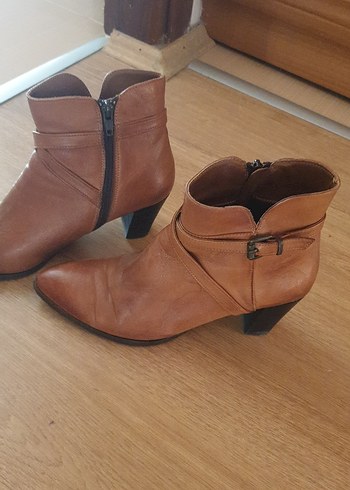 tabaa rengi Deri KadınTopuklu Bot - Görsel 3